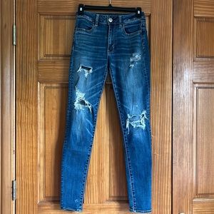 Womens American Eagle Ripped High Rise Jeans